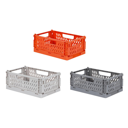Klappkisten – 3er Set in Orange, Grau & Hellgrau