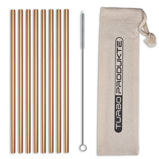 Turbo Strohhalme aus Edelstahl in  Roségold