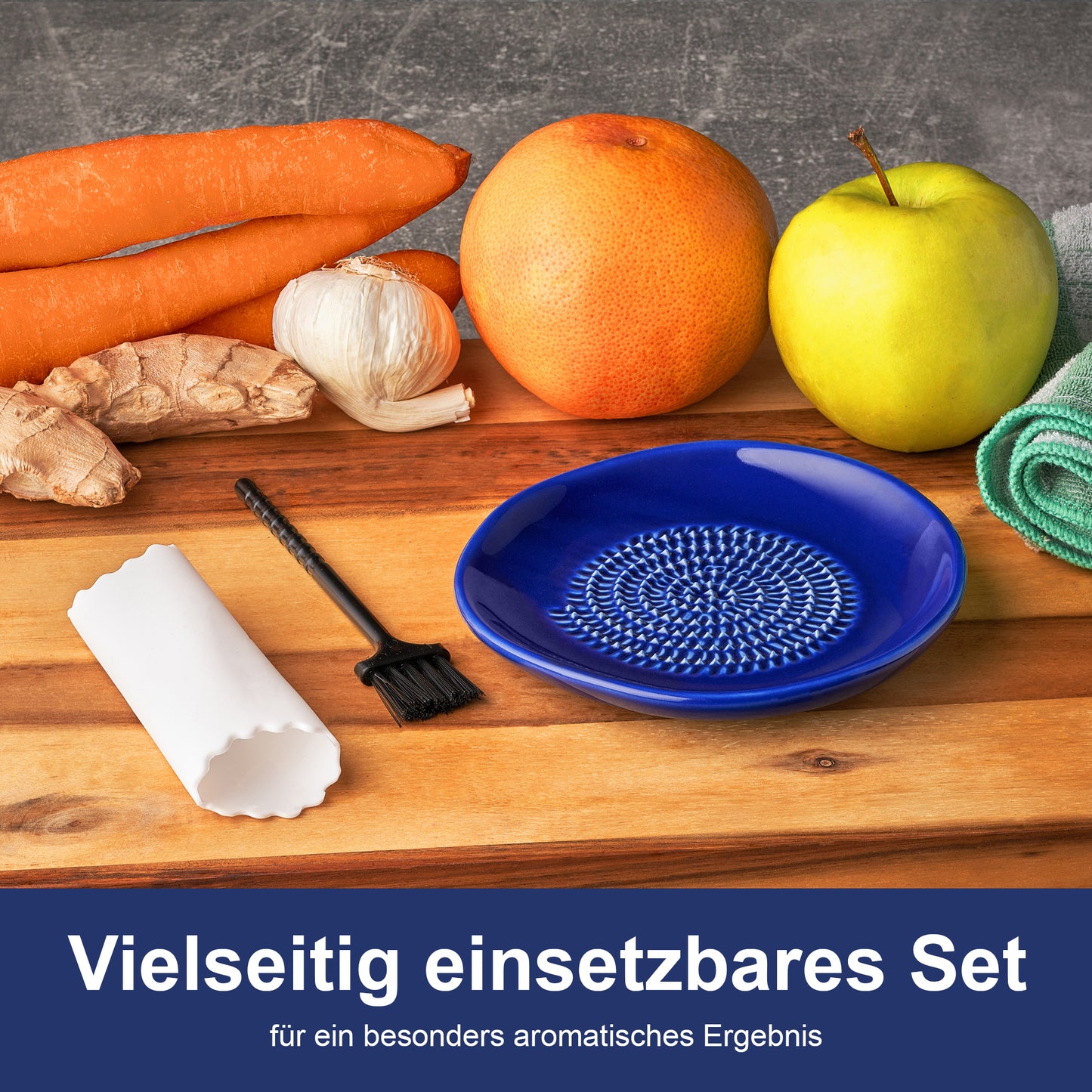 Keramikreibe – Für Knoblauch, Ingwer & Zitrusfrüchte (Set)