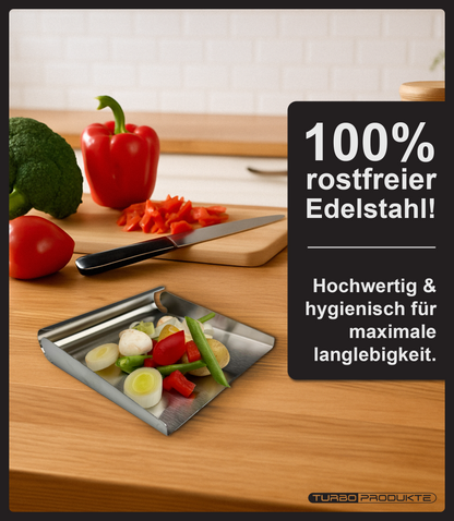 Turbo Gemüseschaufel – Edelstahlspachtel zum transportieren und portionieren von Lebenmitteln