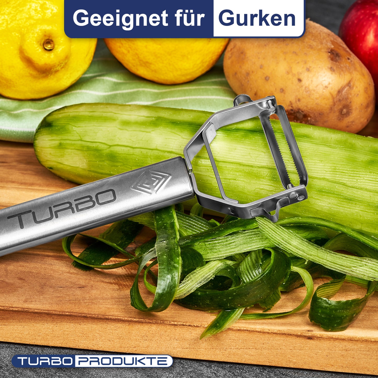 TURBO Schäler – 3 in 1 Schäler für Links- und Rechtshänder Edelstahl *WHITE EDITION*