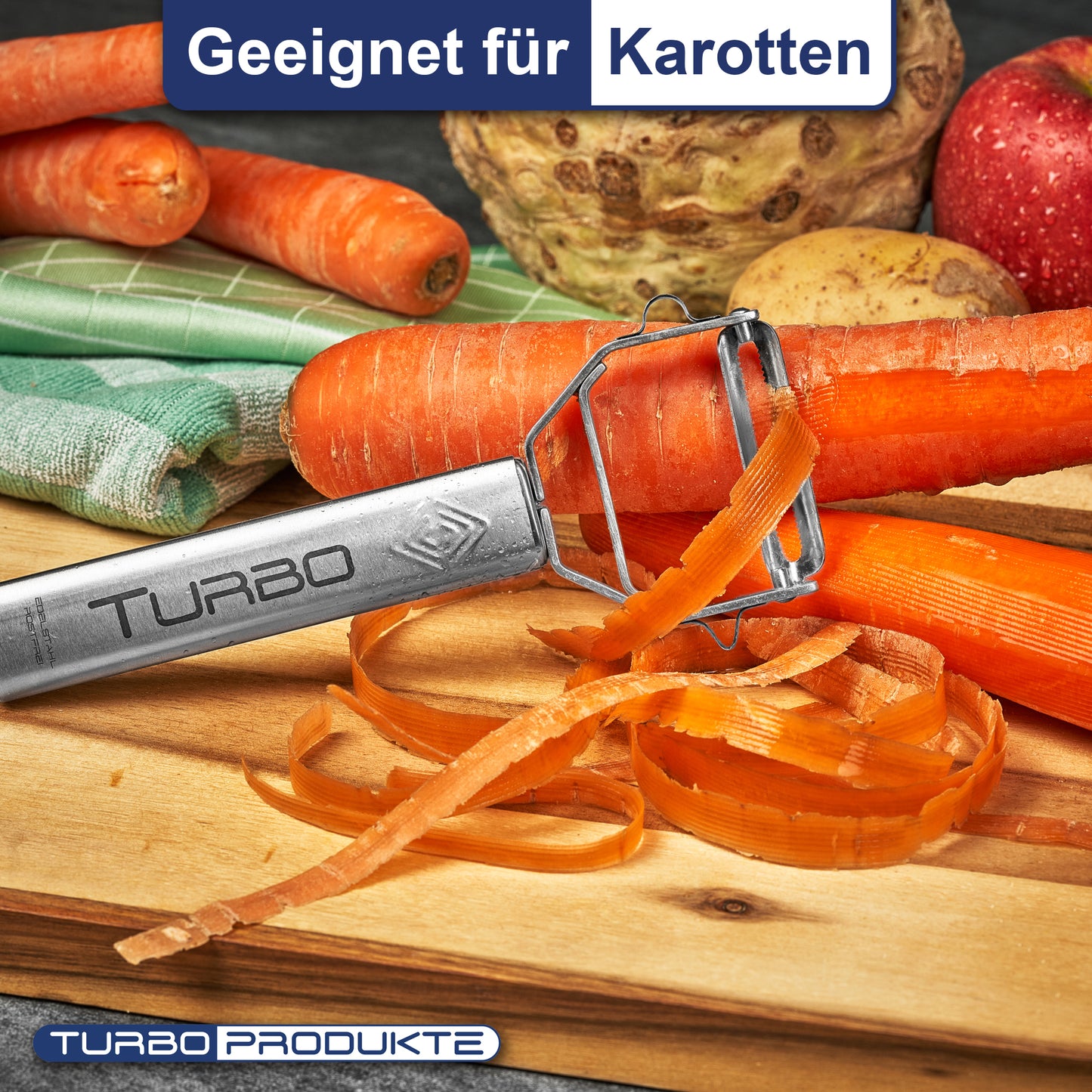 TURBO Schäler – 3 in 1 Schäler für Links- und Rechtshänder Edelstahl *WHITE EDITION*