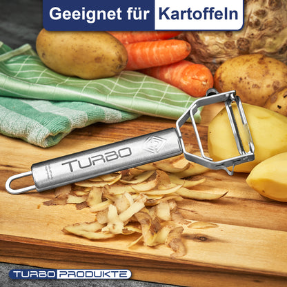 TURBO Schäler – 3 in 1 Schäler für Links- und Rechtshänder Edelstahl *WHITE EDITION*