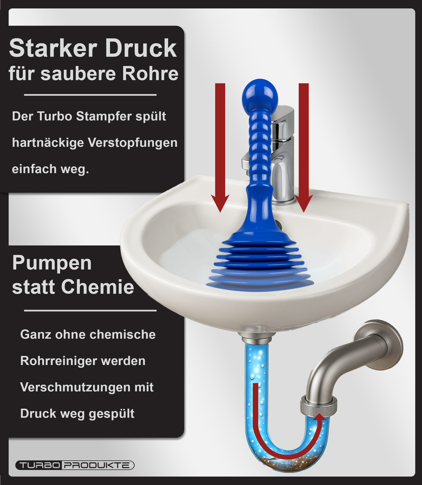 Stampfer Medium – Rohrfrei Pömpel mit 5-facher Saugkraft