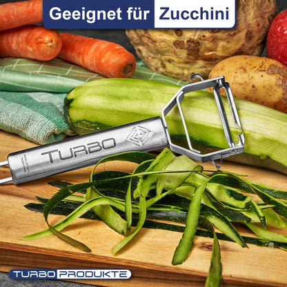 TURBO Schäler – 3 in 1 Schäler für Links- und Rechtshänder Edelstahl *WHITE EDITION*